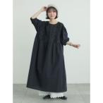 サマンサ モスモス Samansa Mos2 胸元レース貼りワンピース （ブラック）