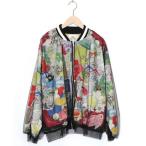 スカラー ScoLar レトロスカーフ柄チュール重ねブルゾン （ブラック）