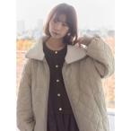 サマンサモスモス ブルー Samansa Mos2 blue 衿ボアキルトジャケット （カーキ）