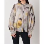 ショッピングパフスリーブ センソユニコ Sensounico LrdR RAW FUDGE ギャザーパフスリーブプリントブラウス （ライトグレー）