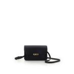 サマンサタバサ Samantha Thavasa リボンモチーフ金具スプリットレザーショルダーバッグ (ブラック)