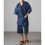 セットアップセブン SETUP7 先染め布帛（しじら）甚平 RMS-52701 MES （ブルー）