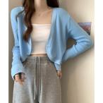 ショッピングゴー shoppinggo サマーカーディガン UVカット カーデ Vネック 薄手カーディガン トップス 長袖 ショート丈 前開き 重ね着