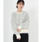 ショッピングアーガイル ストロベリーフィールズ STRAWBERRY FIELDS シャギーアーガイル柄ニット （ライトグレー）