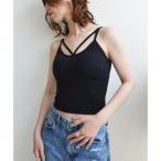 スタイロ styiro カップ付きホルターネックVラインシームレスブラトップキャミ ノンワイヤー （ブラック）