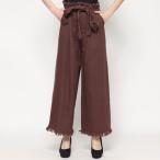 スタイルブロック STYLEBLOCK 綿ツイルサッシュベルト付きワイドパンツ （ブラウン）