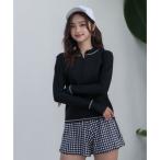 ショッピングトレンカ テディショップ Teddyshop 水着 長袖ラッシュガード+トレンカ+ショートパンツ付フィットネススイムウェア 5点セット【返品不可商品】 （ブラッ