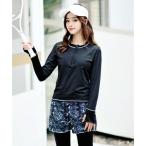 テディショップ Teddyshop 水着 長袖ラッシュガード+トレンカ+ショートパンツ付フィットネススイムウェア 5点セット【返品不可商品】 （ブラッ