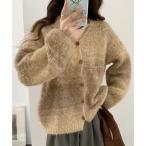 テディショップ Teddyshop ゆったり着られる厚手のオーバーサイズ。長袖くすみグラデーションニットカーディガン レディース （ブラウン）