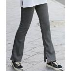 teti магазин Teddyshop женский разрез ввод обратная сторона ворсистый ребра flare pants (A- темно-серый )