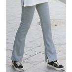 teti магазин Teddyshop женский разрез ввод обратная сторона ворсистый ребра flare pants (A- светло-серый )