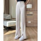 teti магазин Teddyshop женский разрез ввод центральный Press flare pants ( "теплый" белый )