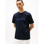 トミー ヒルフィガー TOMMY HILFIGER ヒルフィガーエンボスロゴTシャツ (ネイビー)