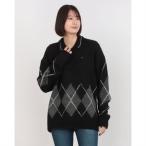 ショッピングトミーヒルフィガー トミー ヒルフィガー TOMMY HILFIGER オーバーサイズアーガイルポロセーター （ブラック）