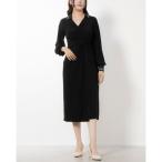 トミー ヒルフィガー TOMMY HILFIGER ☆リブ袖・襟アクセントのジャージ素材フレアスカートワンピース （ブラック）