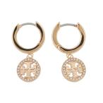 トリーバーチ TORY BURCH Miller Pave Huggie Hoop Earring (T Gold / Cryst)