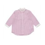 トーキョーシャツ TOKYO SHIRTS 【Pitta Re_)】 Wガーゼ スタンド衿 綿100% 七分袖シャツ (ピンク)
