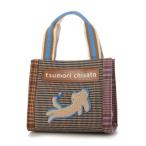 ツモリチサト キャリー tsumori chisato CARRY フレームチェックキラネコ ハンドバッグ 手提げ ミニバッグ (ブルー)