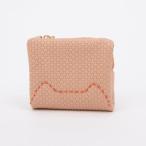 ツモリチサト キャリー tsumori chisato CARRY エンボスメッシュ 2つ折り財布 猫ステッチ (ピンク)