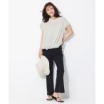UNFILO L [ талия резина ] dry tricot semi flare pants ( уголь )