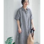 アーバンリサーチ ドアーズ URBAN RESEARCH DOORS リネン半袖シャツワンピース （チェック）