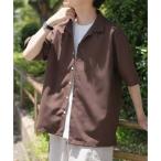 アイテムズ アーバンリサーチ ITEMS URBAN RESEARCH リネンタッチオープンカラーシアーシャツ （BRN）