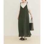 アイテムズ アーバンリサーチ ITEMS URBAN RESEARCH リネンライクバックリボンワンピース （チャコールグレー）