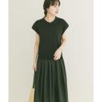 アイテムズ アーバンリサーチ ITEMS URBAN RESEARCH 『洗濯可』ポロニットドッキングワンピース （ブラック）