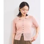 ビス VIS 半袖サマーニットポロカーディガン （ピンク系（65））