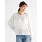 ショッピングスパンコール ヴァン Vin メッシュスパンコールニットプルオーバー （ホワイト）