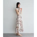 イェッカ ヴェッカ YECCA VECCA フラワー柄シアープリーツワンピース （アイボリー）