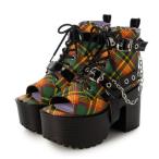 ヨースケ YOSUKE 厚底ブーツサンダル （グリーンコンビ）