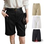 ショートパンツ ハーフパンツ テーパードパンツ レディース 夏 薄手 涼しい 膝丈 スラックス ワイドパンツ サマーパンツ 短パン 着痩せ 通勤 OL 細身 スリム