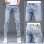  мужской обтягивающий брюки Denim брюки обтягивающие джинсы тонкий весна осень повреждение обработка стрейч низ Vintage casual модный большой размер 