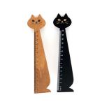 ロジック 定規 猫 2種類セット 長さ：15cm  [LG-RULER-CAT-2SET] 文房具 筆記具 ものさし 木製 ねこ シンプル おしゃれ かわいい 黒 ナチュラル