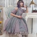 ロリータ ナチュラル シフォン ジャンスカ2色 春夏 アイボリー パープル 大きいサイズ サイズ豊富 レース バックレースアップ リボン 甘ロリ 上品