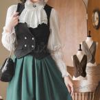 クラシカルロリータ クラロリ Vネック ベスト レディース ノースリーブ トップス レトロ 春秋 フォーマル カジュアル きれいめ 上品 3色