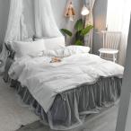 【送料無料】布団カバー シングル 3点セット  寝具カバー 綿100 掛け布団カバー ダブル ダブル フリル レース 姫系 おしゃれ 4点セット ベッド カバー