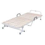  одним движением snoko bed . ширина 975× глубина 2080× высота 445mm поверхность пола высота 295mm белый рама поручень имеется одиночная кровать складной bed платформа из деревянных планок спальное место FB-111-42-N