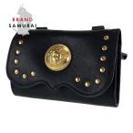 VERSACE ヴェルサーチ ヴィンテージ メデューサ ヴェルサーチェ ブラック ゴールド レザー ポーチ ウエストポーチ レディース 103294