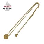 Dior ディオール ヴィンテージ CDロゴ 型抜き ラインストーン ゴールド メタル ネックレス ペンダント レディース 104461