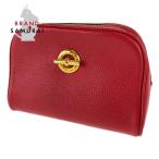 Yahoo! Yahoo!ショッピング(ヤフー ショッピング)CELINE セリーヌ ヴィンテージ レッド ゴールド レザー/メタル ポーチバッグ 化粧ポーチ 小物入れ レディース 301957