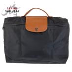 прекрасный товар Longchamp Long Champ rup задний -ju черный чёрный Brown полиэстер / кожа ручная сумочка складной сумка 407293