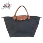 Longchamp Long Champ rup задний -ju черный Brown нейлон / кожа большая сумка ручная сумочка складной сумка 407383