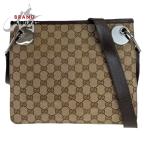美品 GUCCI グッチ GG柄 ベージュ ブラウン GGキャンバス/レザー 120841 斜め掛け ショルダーバッグ メッセンジャーバッグ 407846