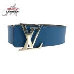 LOUIS VUITTON ルイヴィトン サンチュール イニシアル 100cm/40inc ブルー ブラウン レザー M9153 ベルト リバーシブル 410734