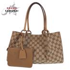 GUCCI グッチ ベージュ ブラウン GGキャンバス/レザー 94898 トートバッグ ショルダーバッグ レディース 500386