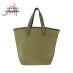 美品 HERMES エルメス カバ チェンナイPM イエロー シルバー金具 レザー/ポリエステル トートバッグ ハンドバッグ レディース 500476