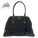 美品 PRADA プラダ テスート 三角ロゴプレート ブラック 黒 ゴールド金具 ナイロン/ハンドバッグ ショルダーバッグ レディース 500556