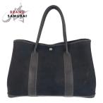 HERMES エルメス ガーデンパーティPM ブラック 黒 シルバー金具 キャンバス/レザー トートバッグ ショルダーバッグ レディース 500648